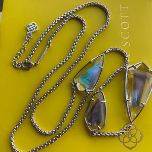 New Kendra Scott Labradorite Crystal and Silver Necklace